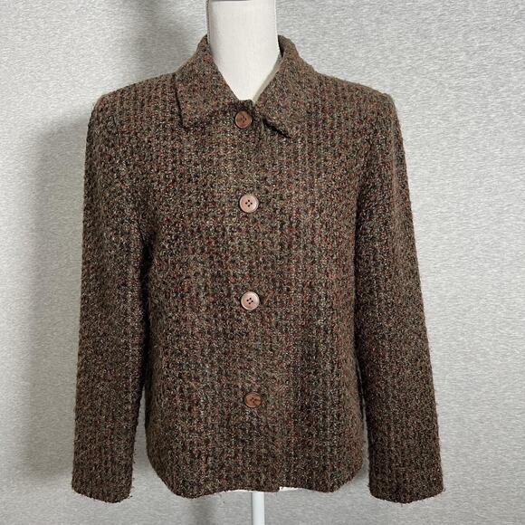Requirements Jackets & Blazers - Vintage Requirements‎ Jacket Womens 12 Brown Boucle Chenille Mohair Made USA